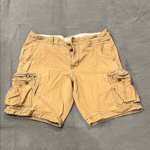Hollister Men's Casual Dark Tan Khaki Cargo Shorts
